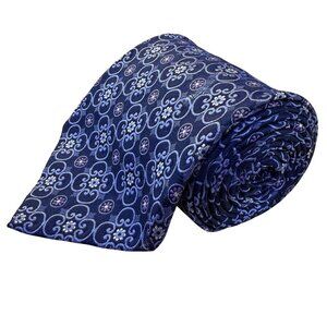 Jacobs Roberts Mens Blue Silk Floral Pattern Tie Handmade By R. Bryant Ltd.